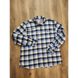 L.L. Bean mens XL performance plaid flannel shirt button up chest pocket LS